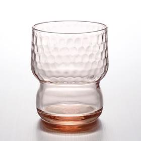 日本进口石塚硝子强化玻璃杯280粉色(龟甲)BC708