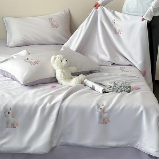 自然醒卡通60支天丝数码印花夏被四件套莱赛尔纤维凉感夏被薄款丝滑裸睡空调被可水洗TD 商品图8