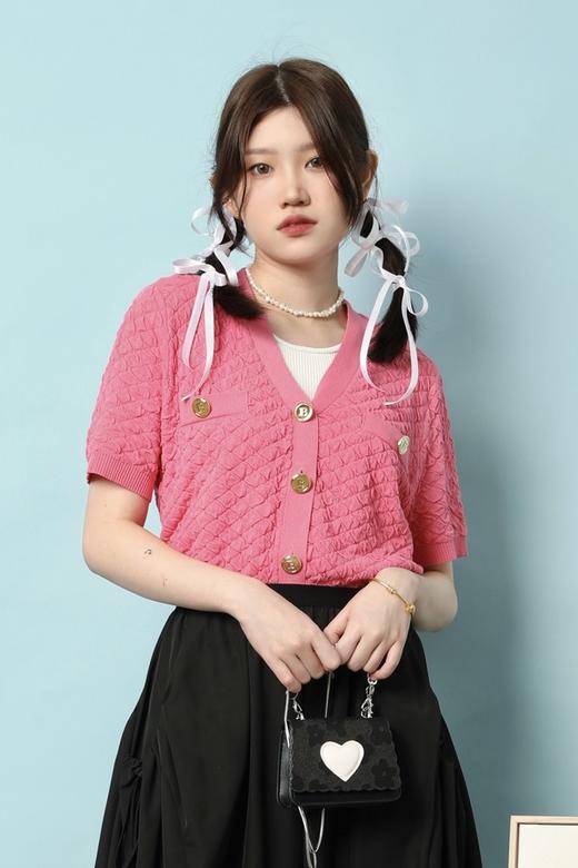 L.Fleuri 时髦金属扣针织上衣 18010 商品图0