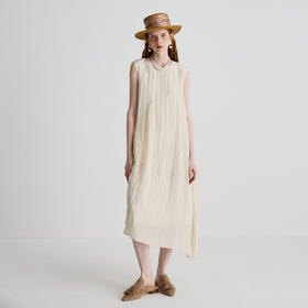 谜底连衣裙无袖女2025夏季新品度假不规则合身A字型长裙252ML0549