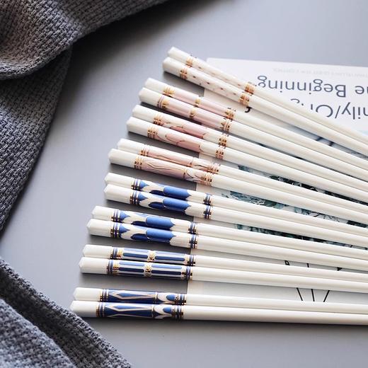 陶瓷筷子套装家用欧式奢华防潮防霉防滑耐高温象牙瓷筷子诺轩光辉岁月筷子蓝色10双礼盒装 商品图3