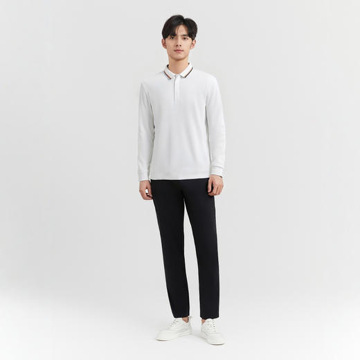 圣得西男装2025春季新款男士简约通勤百搭长袖休闲翻领纯色POLO衫2512945062 商品图3