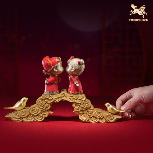 铜师傅《喜结连理》客厅桌面铜摆件 家居装饰品 结婚礼物 商品图4