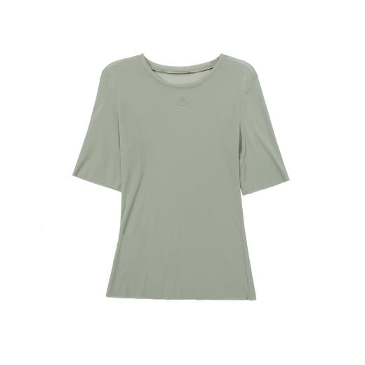 谜底T恤短袖女2025夏新品休闲日常LOGO印花紧身X型上衣252MT0684 商品图1