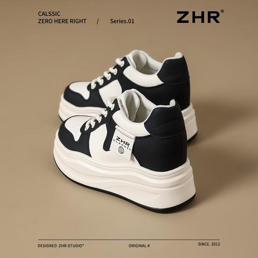 ZHR厚底高帮休闲鞋女增高8cm春季新款时尚百搭板鞋软底轻便运动鞋 商品图7