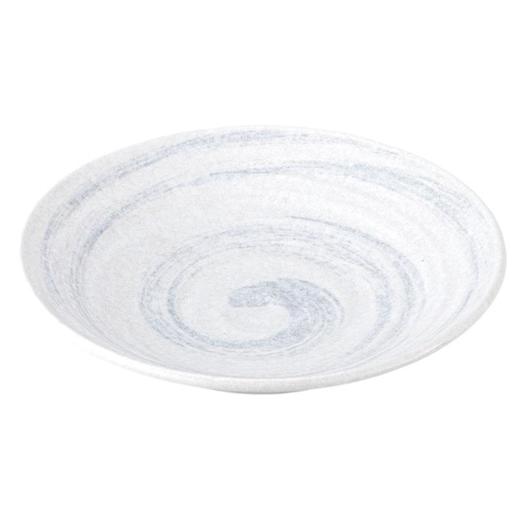 日本进口西庵窑粗雕白波9.0盘 商品图0