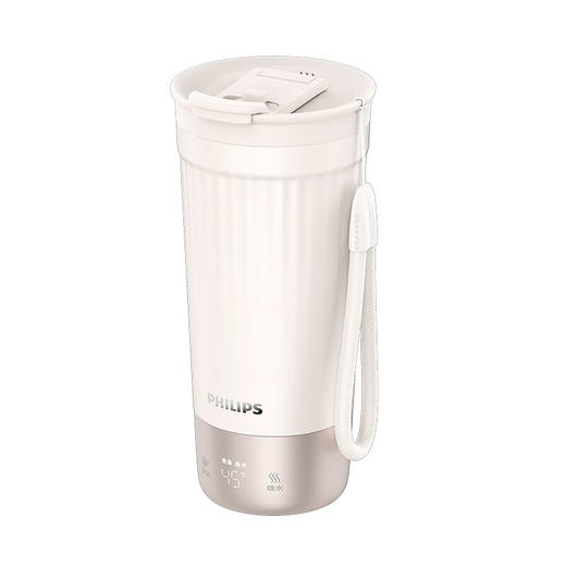 【6F】飞利浦烧水杯保温杯电加热水杯便携式烧水壶旅行咖啡杯养生杯加热保温一体节日送礼品 0.4L AWP2774AP（杏色） 商品图0