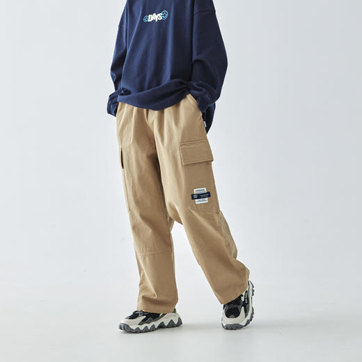 蓝汽水2025年春季经典工装风长裤男童大口袋休闲全棉宽松直筒裤 商品图1