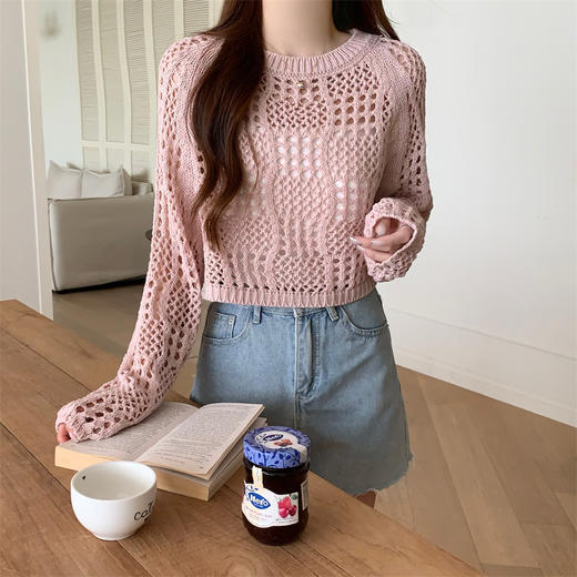 【镂空防晒长袖针织衫】夏季2025新款 设计感小众辣妹罩衫别致上衣 商品图3