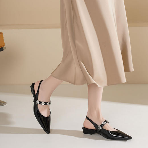 Westory2025年春季尖头平跟玛丽珍单鞋后空凉鞋S25AH58801 商品图4