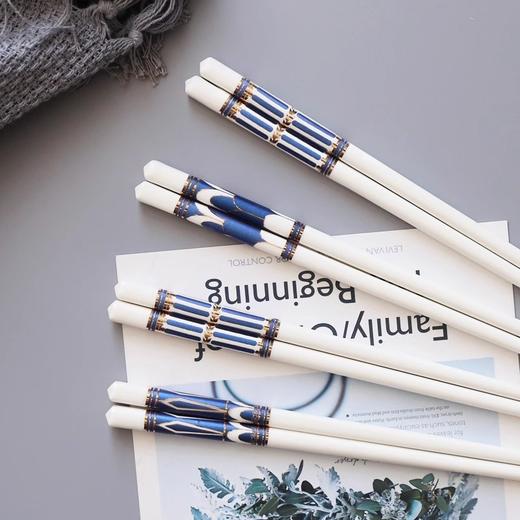 陶瓷筷子套装家用欧式奢华防潮防霉防滑耐高温象牙瓷筷子诺轩光辉岁月筷子蓝色10双礼盒装 商品图4