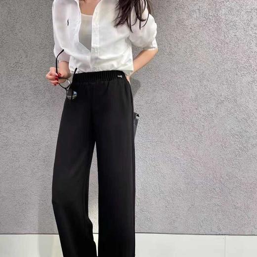 夏新款设计感松紧腰显瘦直筒休闲裤直筒裤 商品图0