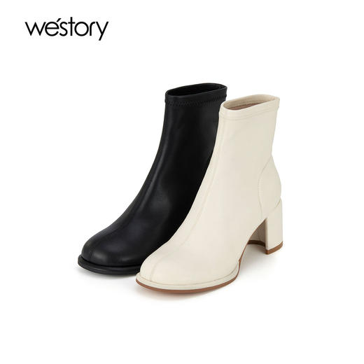 westory2023年秋季新品甜美秀气简约短靴中跟女靴S23DS83421 商品图0