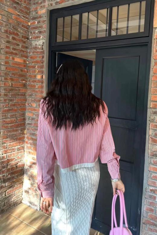 LNNNS 短款拼接设计条纹衬衫 17937 商品图3