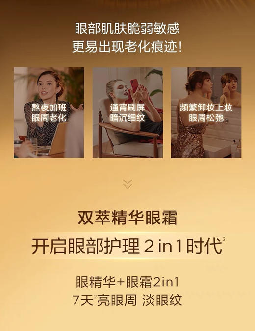 【娇韵诗双萃精华眼霜】拯救过山车式衰老!精华一个就够了! 黑眼圈眼纹走开心熬夜加班、追剧无压力 “眼精华+眼霜"2合1双管双泵设计 商品图3