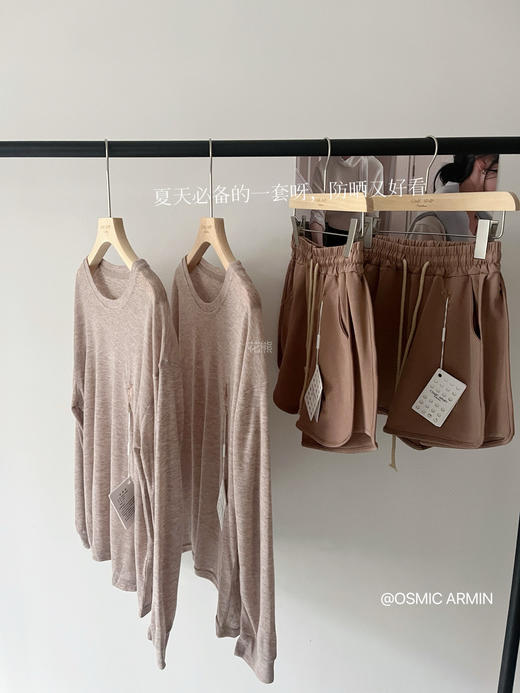 【OSMIC ARMIN拉夫燕麦长袖套装】整套属于婴幼儿的面料 上衣防晒又轻薄 短裤内里毛圈材质 实用性超强独一无二的燕麦色 商品图3