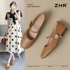 ZHR则则巴恩风平底玛丽珍鞋女2025新款软底豆豆鞋不累脚超软单鞋