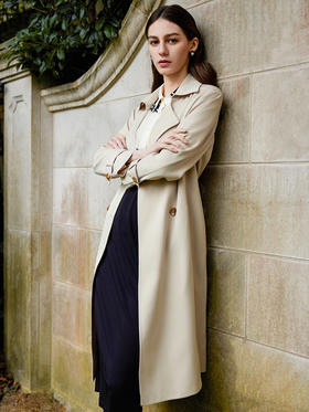 【中长款风衣】25年春夏新品女士中长款风衣外套时尚双排扣防风外套