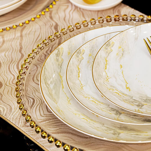 积分免费兑：万享餐具整套碗碟陶瓷套装家用碗筷盘碟子组合日照金山36件套6人食 商品图3