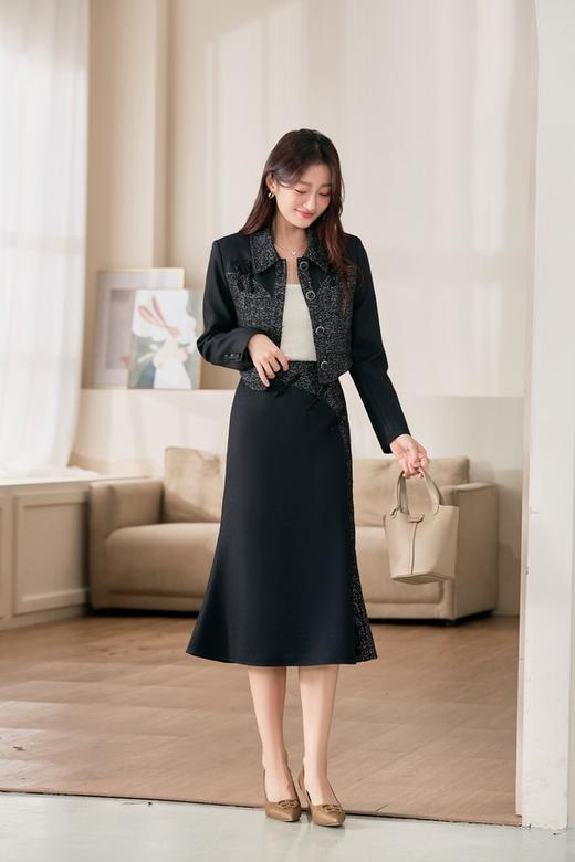 Le Malene 黑色气质小香风外套半裙套装 19507 商品图3