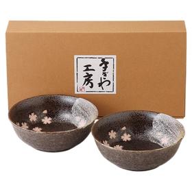 日本进口西庵窑小碗2个飞舞的樱花