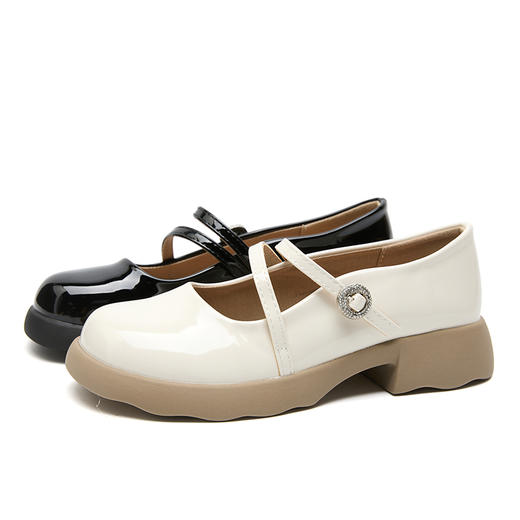 西遇玛丽珍小皮鞋女新款春夏法式亮面厚底低跟软底不累脚单鞋V0556526 商品图4