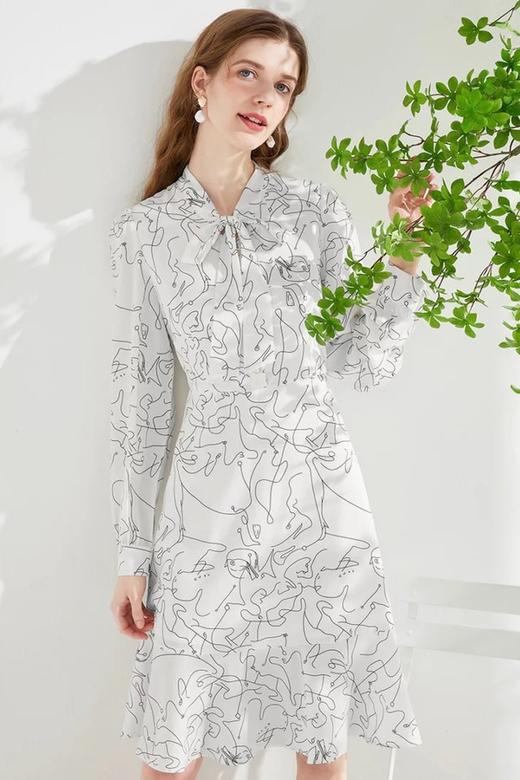 yigue/亦谷 春夏款飘带鱼尾收腰显瘦连衣裙 17962 商品图0