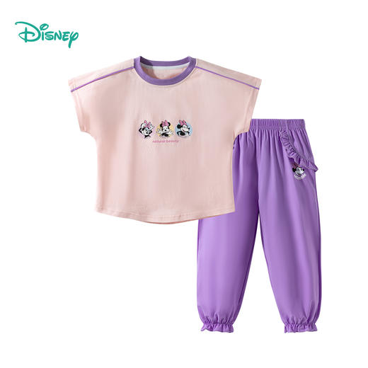 迪士尼【清爽短袖防蚊长裤套装】25夏季新款女童时尚百搭凉感休闲两件套ZD2ET006 商品图3