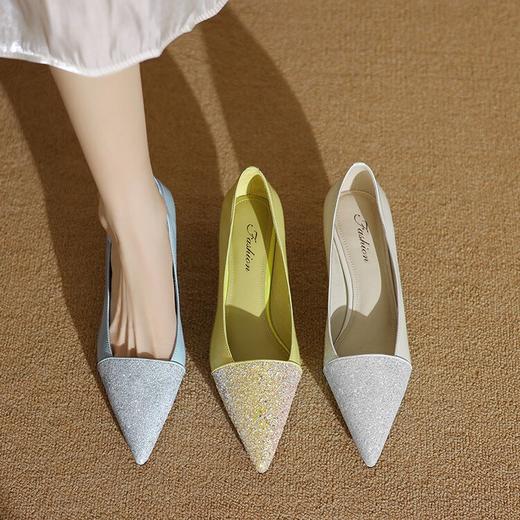 【预售5天】羊皮尖头高跟鞋拼色格利特单鞋女日常通勤工作鞋YS&0151 商品图3