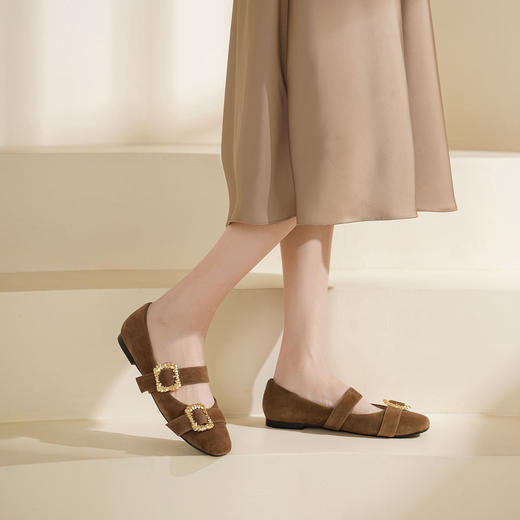 Westory2025年春季圆头平跟双扣带玛丽珍休闲通勤浅口单鞋S25AE58891 商品图5