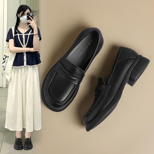 ZHR则则头层牛皮单鞋女2024爆款英伦风真皮乐福鞋轻便百搭ins女鞋 商品图0