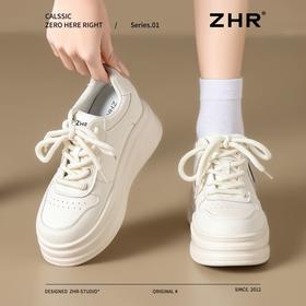 ZHR厚底高帮休闲鞋女增高8cm春季新款时尚百搭板鞋软底轻便运动鞋