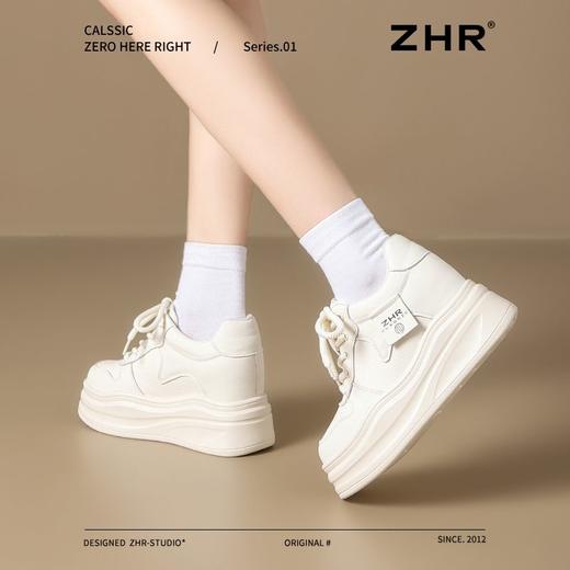 ZHR厚底高帮休闲鞋女增高8cm春季新款时尚百搭板鞋软底轻便运动鞋 商品图5