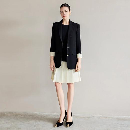 IWY/韩系风格穿搭一整套春秋季新款时尚套装黑白撞色西装连衣裙C2230+Q1296 商品图1