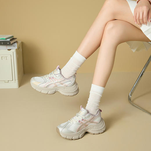 西遇厚底老爹鞋女新款春夏网面透气轻便休闲鞋银灰色运动鞋V0056426 商品图3