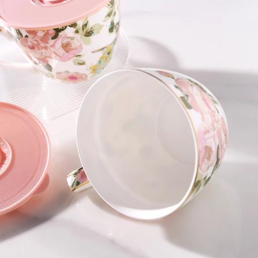 nosin诺轩早餐杯子燕麦杯陶瓷泡麦片田园风大容量马克杯带盖水杯诺轩骨瓷野玫瑰早餐杯 商品图5