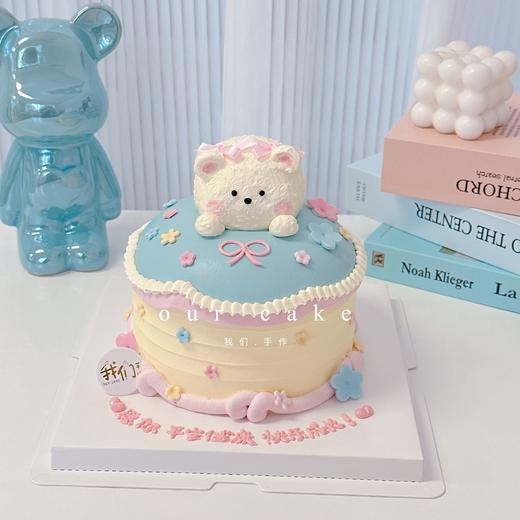 粉蓝系卡通小动物蛋糕-低糖处理无添加 商品图1
