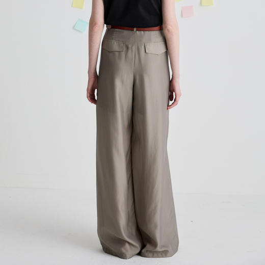 谜底休闲裤女2025夏季新品通勤飘逸优雅铜氨丝阔腿长裤252MK0592 商品图2