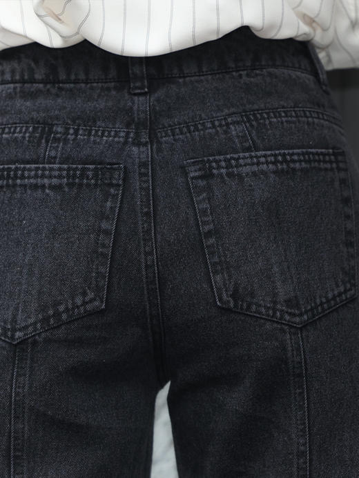 TYNVIE 水洗接缝喇叭牛仔裤 - 黑色 商品图9