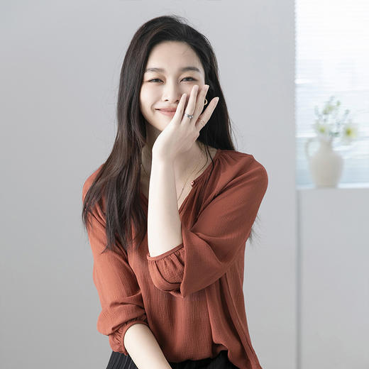 火桐hooton双向顺纡绉长袖上衣YT2097 商品图4