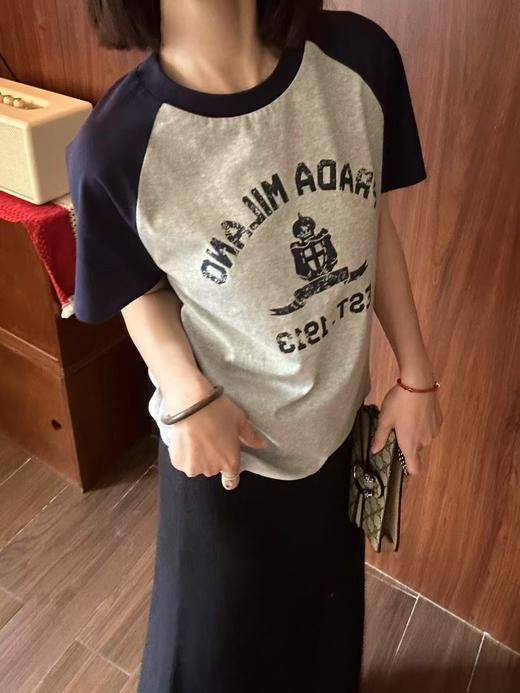 P家 拼色插肩袖女款圆领短袖T恤 Z-15091 商品图4