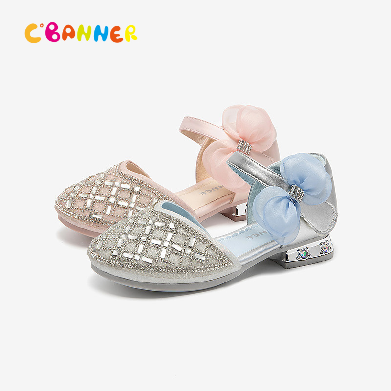 千百度童鞋包头甜美蝴蝶结凉鞋女童洋气可爱低跟凉鞋A25331605