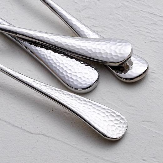 简约北欧风304不锈钢精抛锤纹西餐牛排刀叉勺子四件套装甜品餐具加州锤点原色系列 商品图2