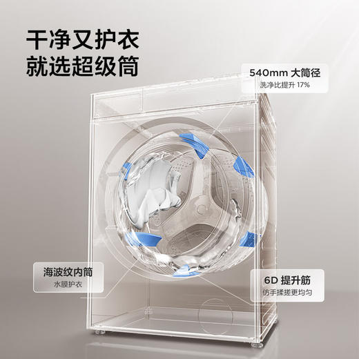 TCL12公斤超级筒P7超薄洗烘一体滚筒洗衣机_1.2洗净比_全域免污_540mm大筒径_智能投放_G120P7-HDI 商品图3