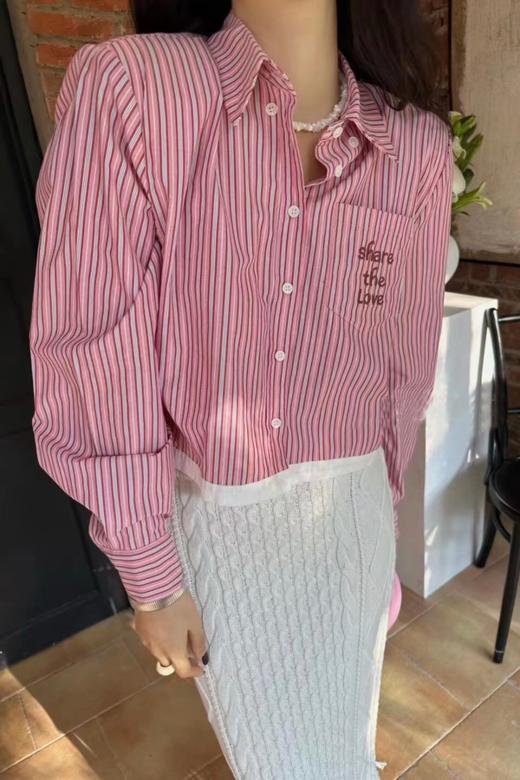 LNNNS 短款拼接设计条纹衬衫 17937 商品图2