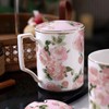 nosin诺轩法式玫瑰花卉田园风陶瓷马克杯子带盖个性女水杯家用男诺轩野玫瑰马克杯一杯一盖一勺 商品缩略图4