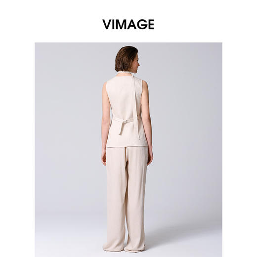 VIMAGE纬漫纪通勤气质廓形纯色无袖背心马甲上衣2025夏季新款V2313953 商品图4