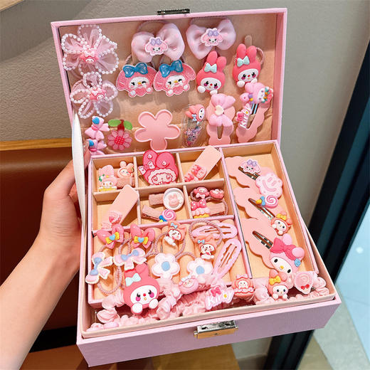 【精致皮筋首饰盒，多款发饰搭配！】儿童发饰礼盒 小女孩生日礼物 六一公主皮筋首饰盒套装 女童发夹头饰-QQ 商品图6
