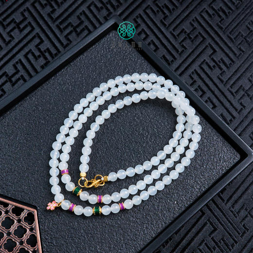 玉美人菲菲/S925和田玉圆珠项链约4.8mm 商品图0