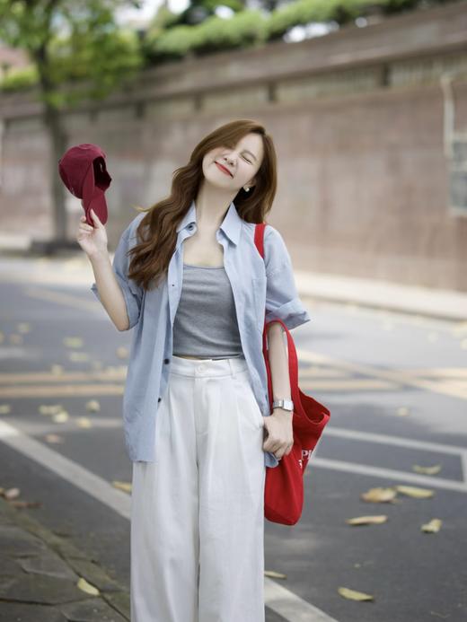 【百图lulu定制】【蓝调衬衫】透气 100%莱赛尔天丝  雾霾蓝 清新 微宽松 衬衫 商品图4